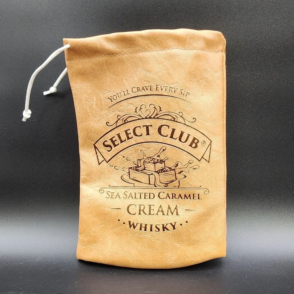 Select Club OS Tan Whisky Drawstring Bag Sea Salted Caramel Cream Barware Pouch